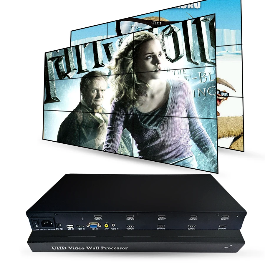 UHD 3x3 video wall controller support to do 2x3/3x3/2x4/4x2/3x2 video wall