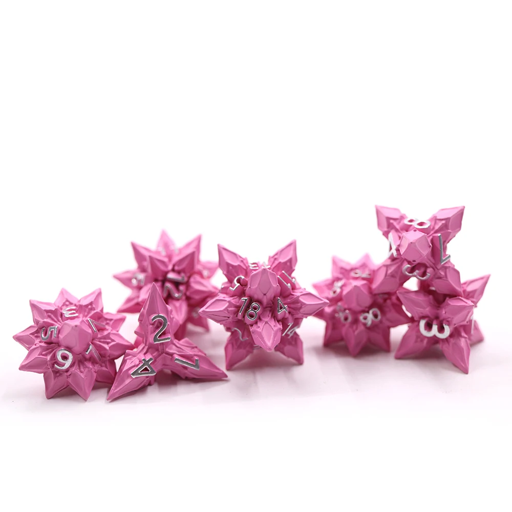 New Design Best Price Pointed Angle Soild Special-shaped Hot Pink Dnd Dice Set For RPG Board Game