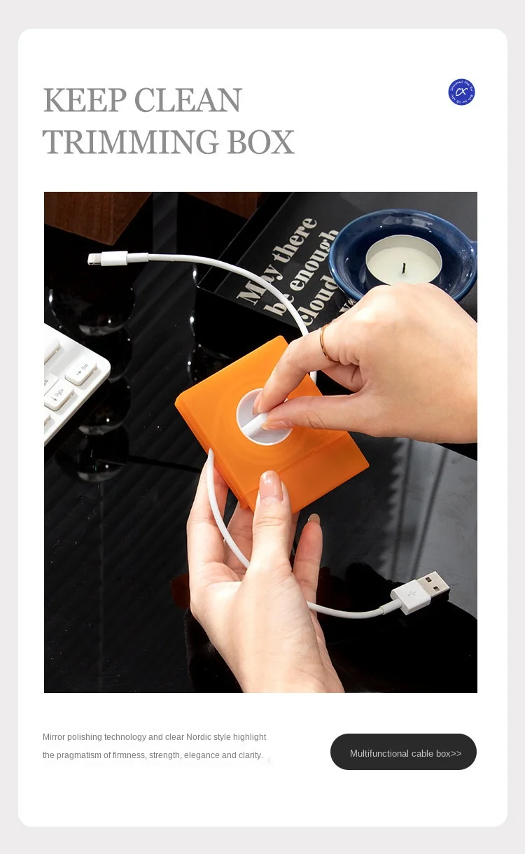 household supplies Data cable storage box Charging cable rotating winding reel Portable mobile phone cable organizer