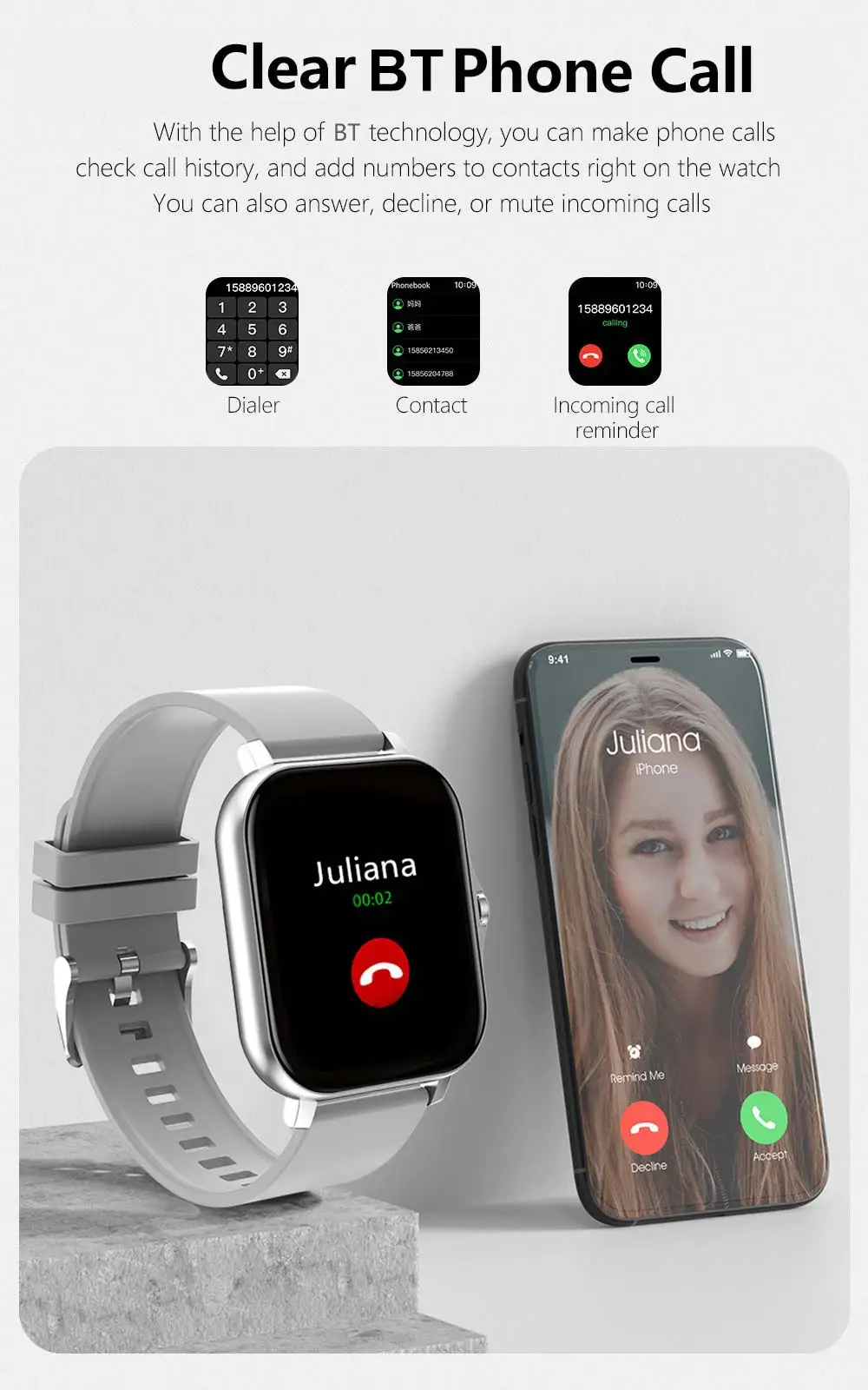 Manufacturer Oem IP67 Waterproof BT Bracelet Smartwatch Android Smart Watch Full Touch Mobile Smart Watches