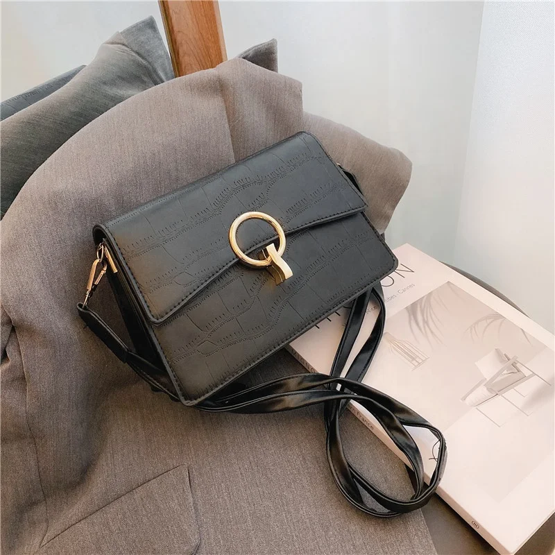 Fashion all-match chain half-moon metal buckle shoulder bag texture underarm women bag