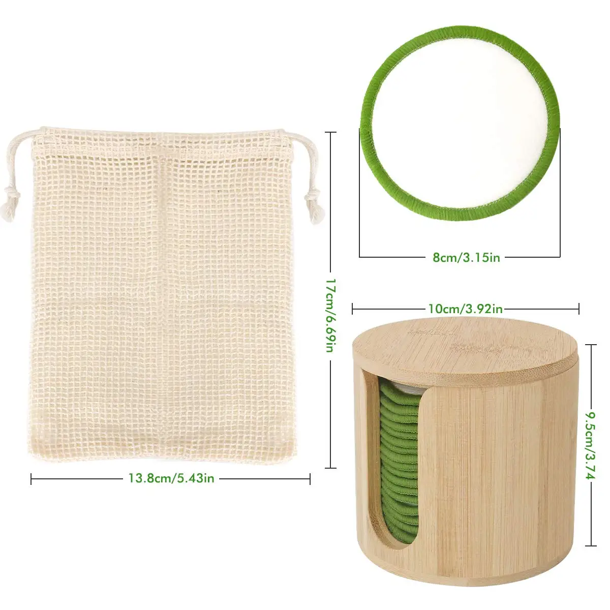 Super September Organic Bamboo Cotton Reusable Makeup Remover Pads Washable Eco-friendly Natural Bamboo Cotton pad