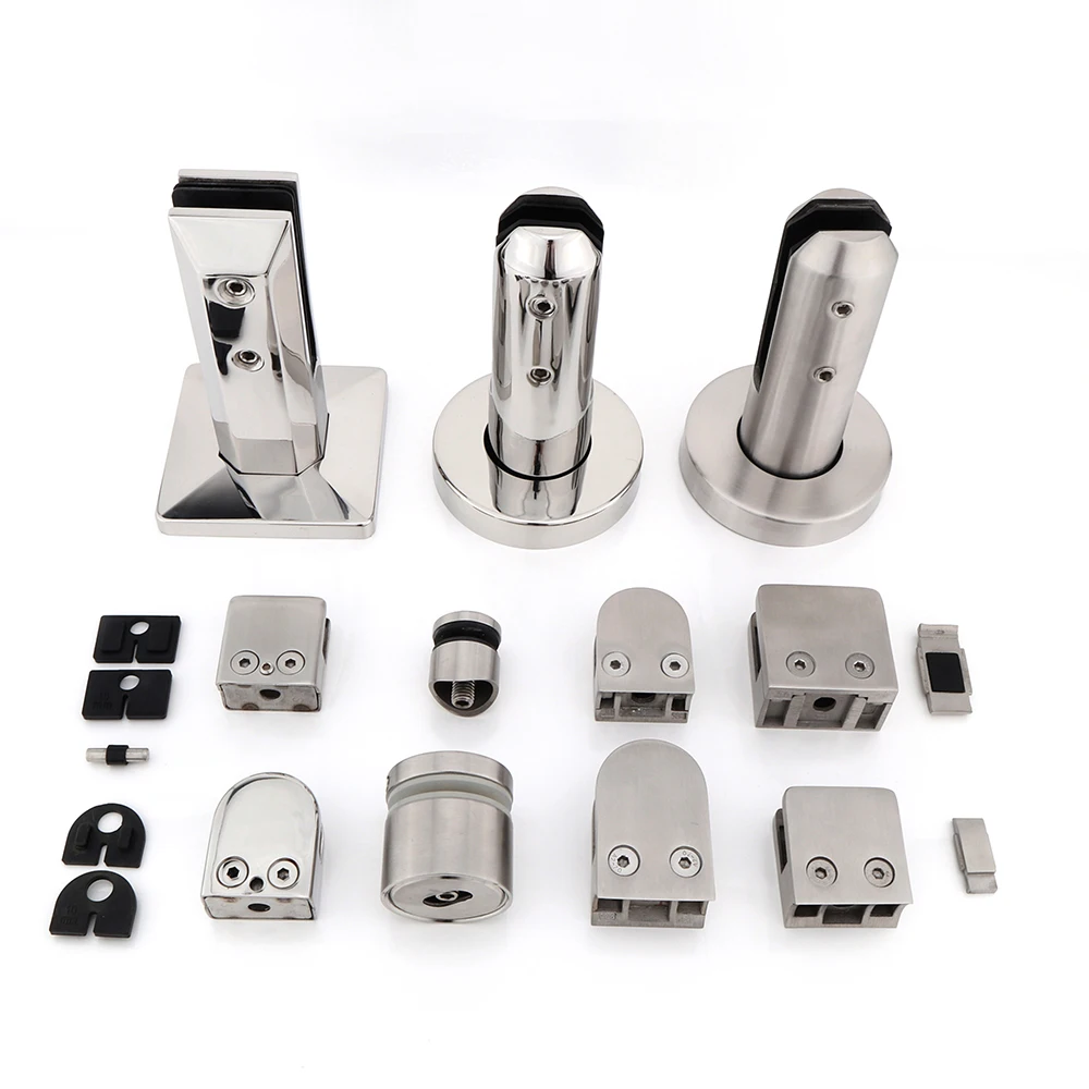 Frameless Floor Mounted Balcony  Railing System Glass Fitting Accessories Stair  Stainless Steel Spigot  Holder Glass Clamp