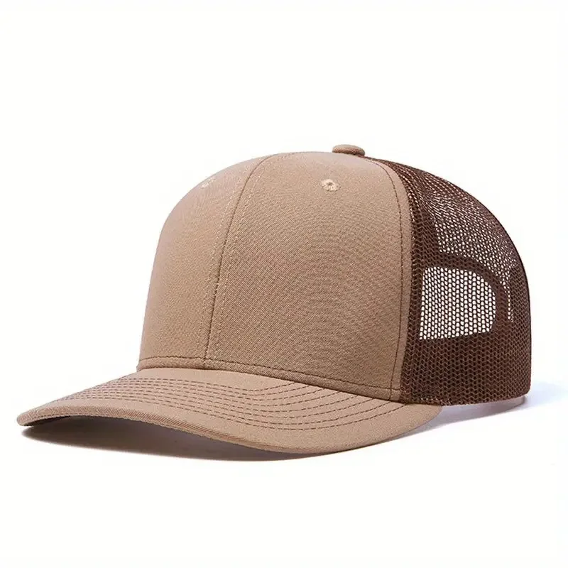 Camo Trucker Hat 7 Panel  Trucker Hat Custom Embroidery Leather Patch Fitted Baseball Caps port Golf Men Dad plain trucker Hat