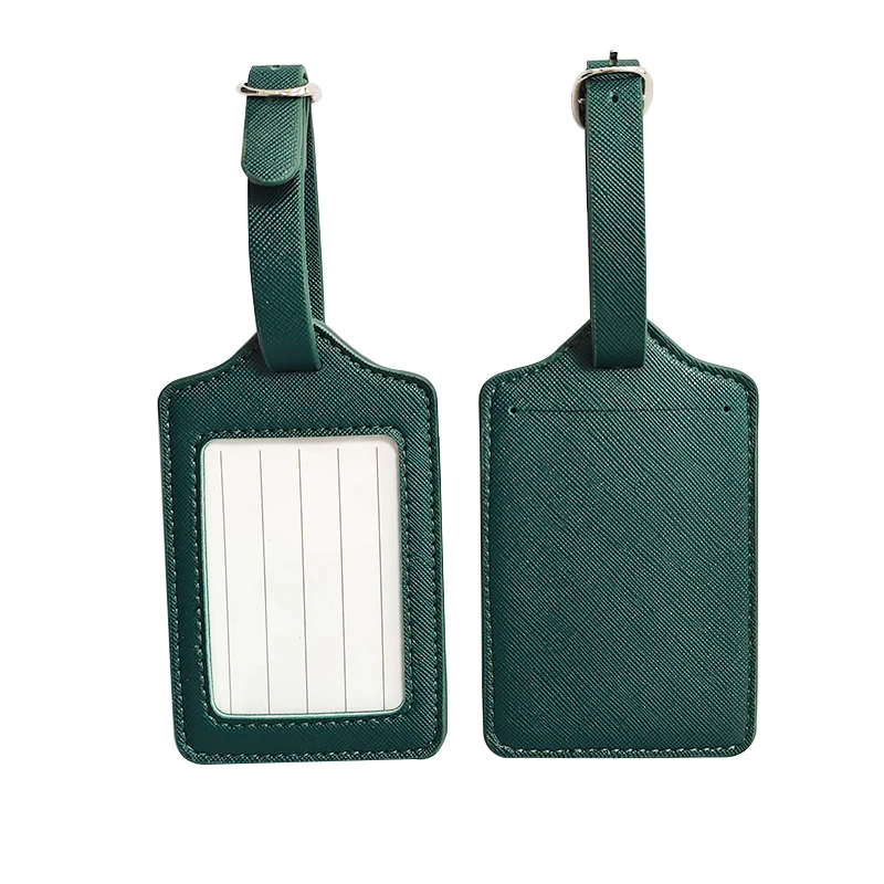 Custom Travel Luggage Tags Faux Leather for Suitable ID Label with Strap Address Card for Travel Bag Suitcase