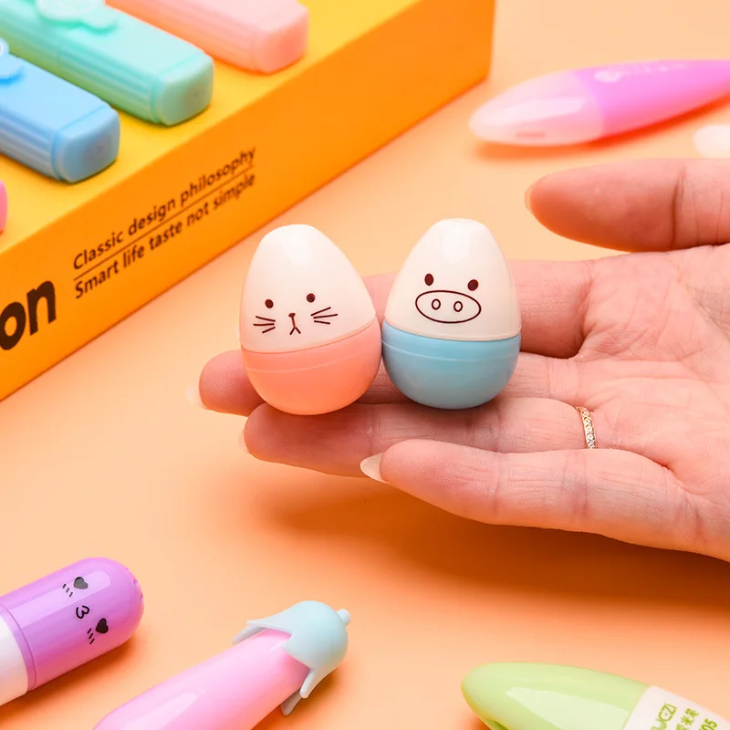 6PCS Cute Mini Smiling Face Pill Highlighter Lovely Cartoon Painting Pen Marking Pens Students Learn Stationery Supplies