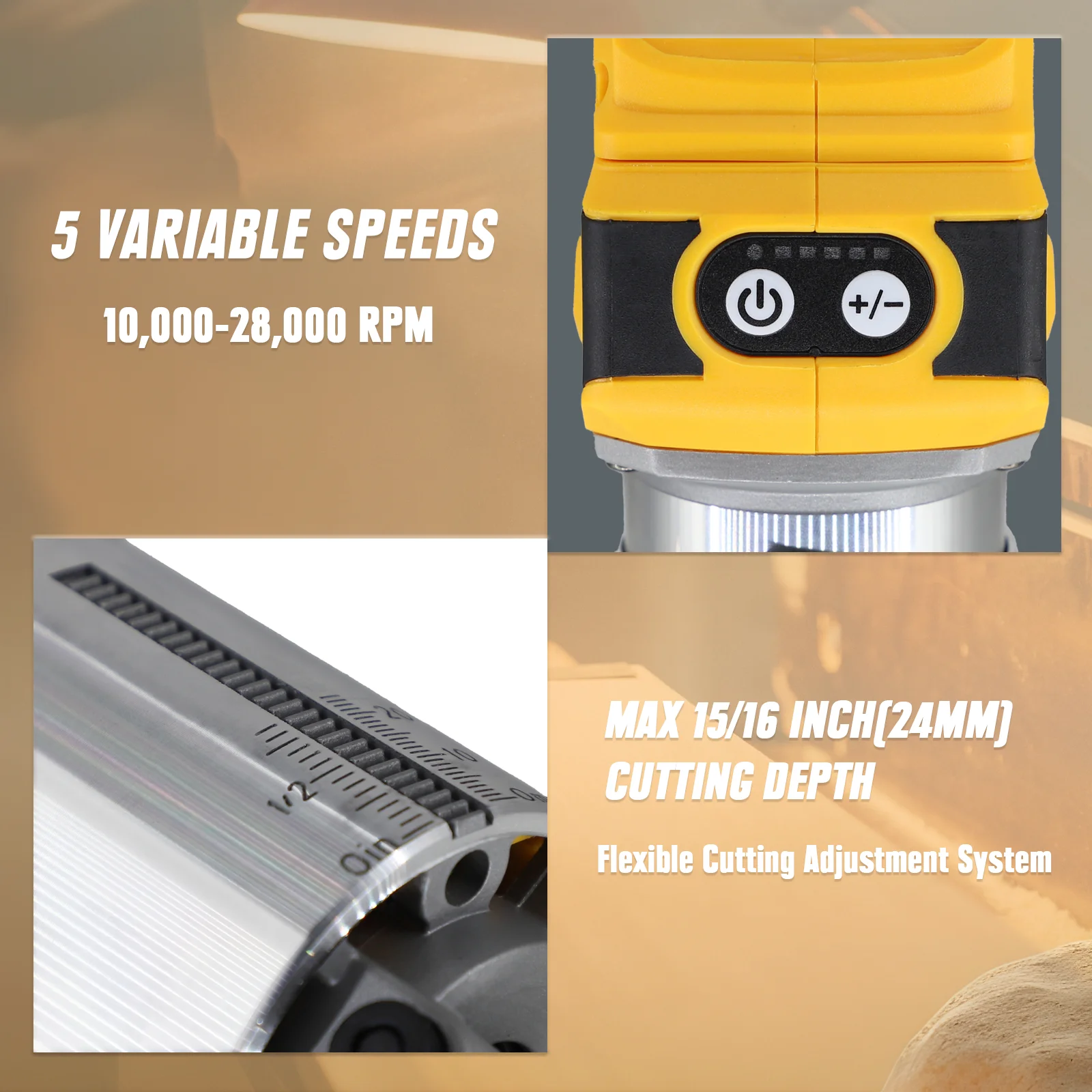 Mellif Cordless Compact Trimmer Router, Brushless motor for DEWALT 20V MAX Battery(battery not included)