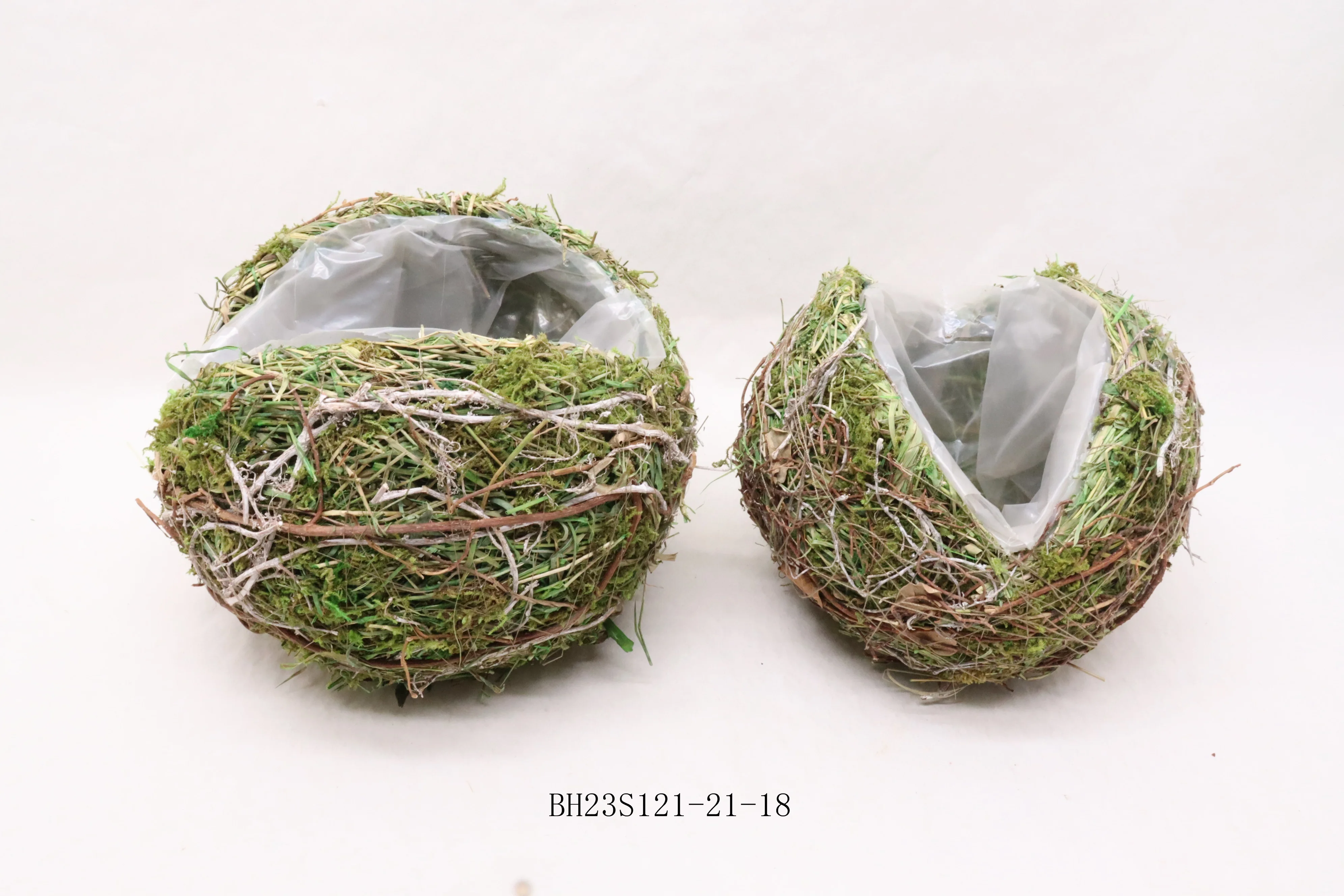 Manufactory Hand Made Natural Set Of  Round Planter For Flower Growing Or Artificial Flower Arrangement