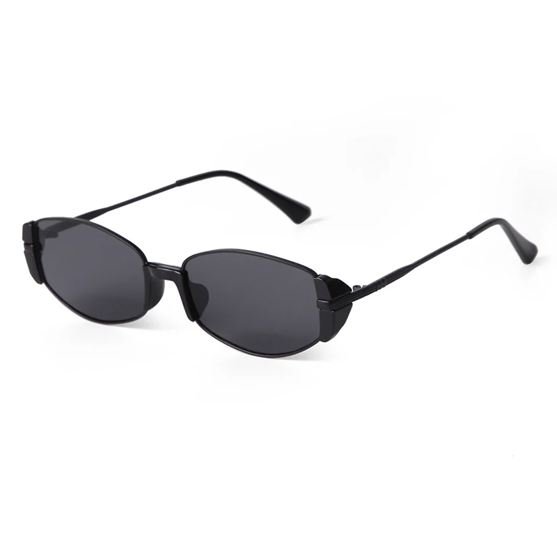 Korean Style Retro Sunshade Metallic Dark Brown Sunglasses Unisex Narrow Frame Optical Frame for Myopia Glasses