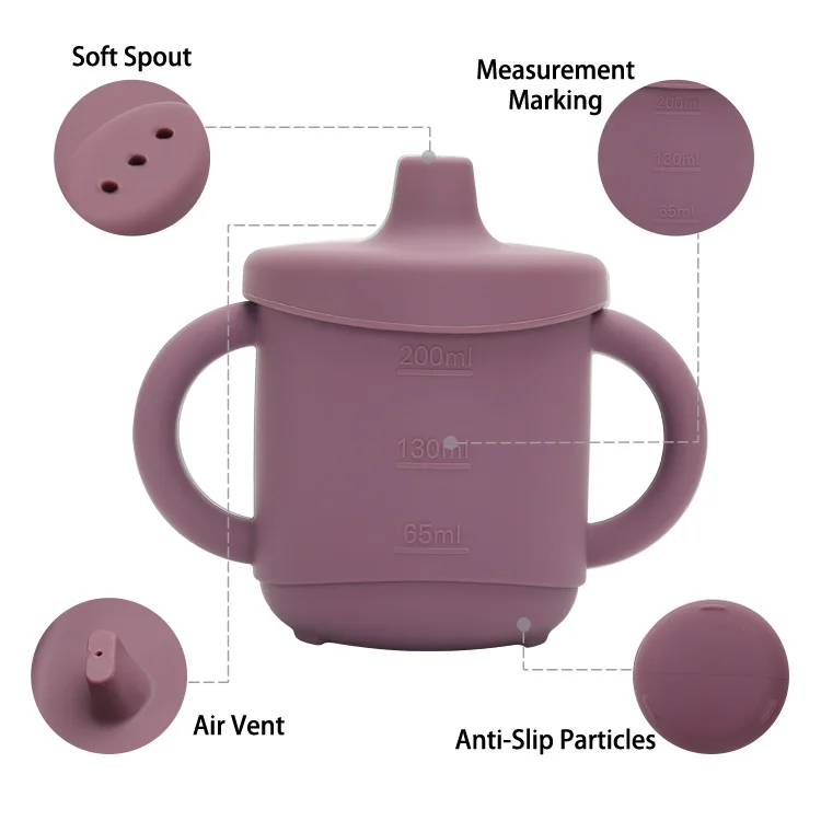 Eco friendly Bpa Free kid sippy cups baby straw cup silicone training cup with lid