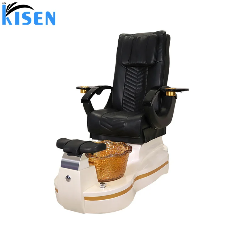 Kisen high quality 2024 pedicure chair for salon furniture barber use color optional adult massage foot wash LED manicure bed