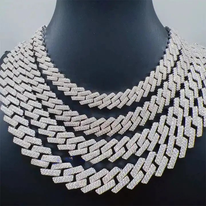 Custom Diamond Hiphop Jewelry 6mm 8mm 10mm 12mm 13.5mm 15mm Necklace VVS GRA Certified Moissanite 14K Gold Cuban Link Chain