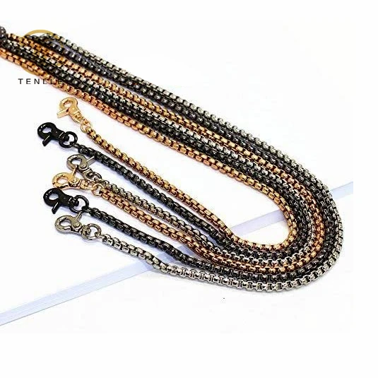 Top Quality DIY Iron Box Chains Single Wallet Shoulder Black Silver Gold Thick Chain Strap Crossbody Bag Chain For Handbags