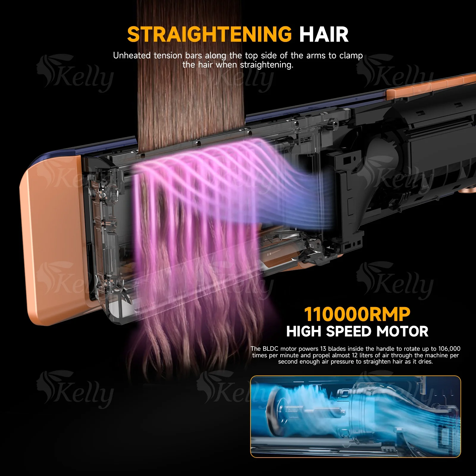 Airstrait  Air hair Straightener  Duet Style 2-in-1  Hot Air Styler high speed BLDC motor hair dryer  secador de pelo