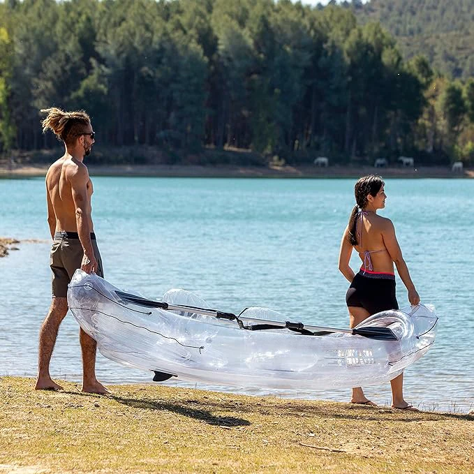 2-Person Inflatable Kayak with Aluminum Oars, Double Tandem Kayak for Adults, Two Person Canoe and Kayak