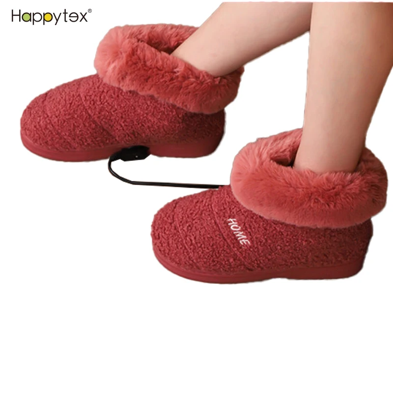 Fashion Hot Selling Customized Sales Male Fluffy Rechargeable Men Women Electrically Heated Shoes For Home Indoor Cheap Price