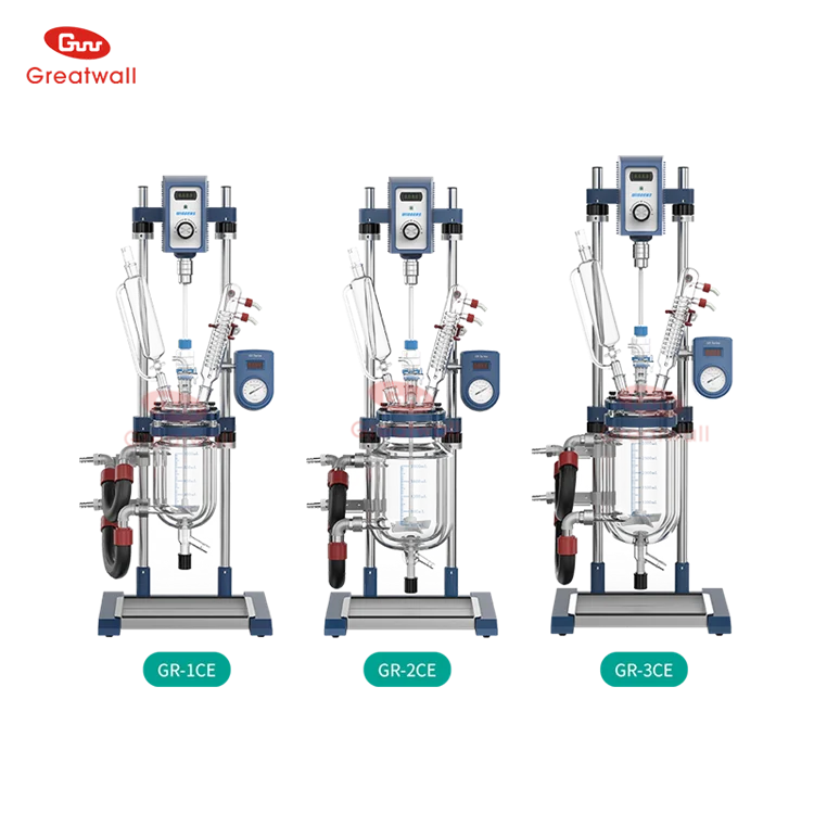 New 2-Liter 3-Liter Jacket Glass Reactor Distill Tank Digital PLC Manufacturing Plant 220V Engine Distill Tank Pressure Vessel
