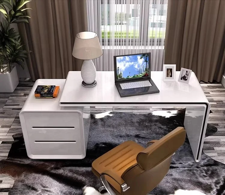 High quality new design unique small size white lacquer staff computer office desk