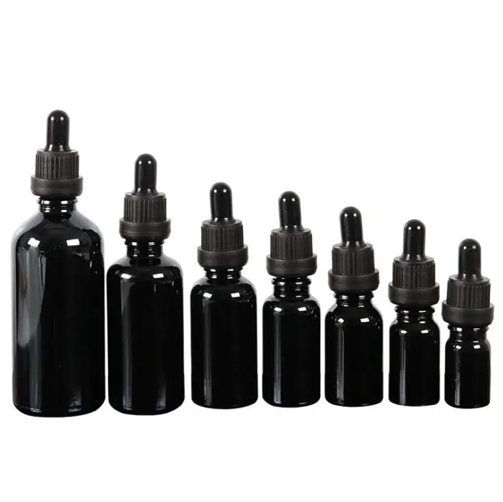 
Custom Logo Black Amber 10 ml 30 ml 50 ml Glass Essential Oil Dropper Bottle with Packaging 