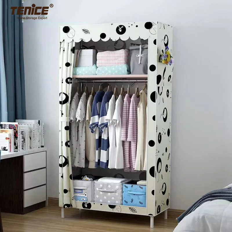 Tenice modern design cheap portable bedroom furniture closet non woven fabric cloth wardrobe cabinet for sale