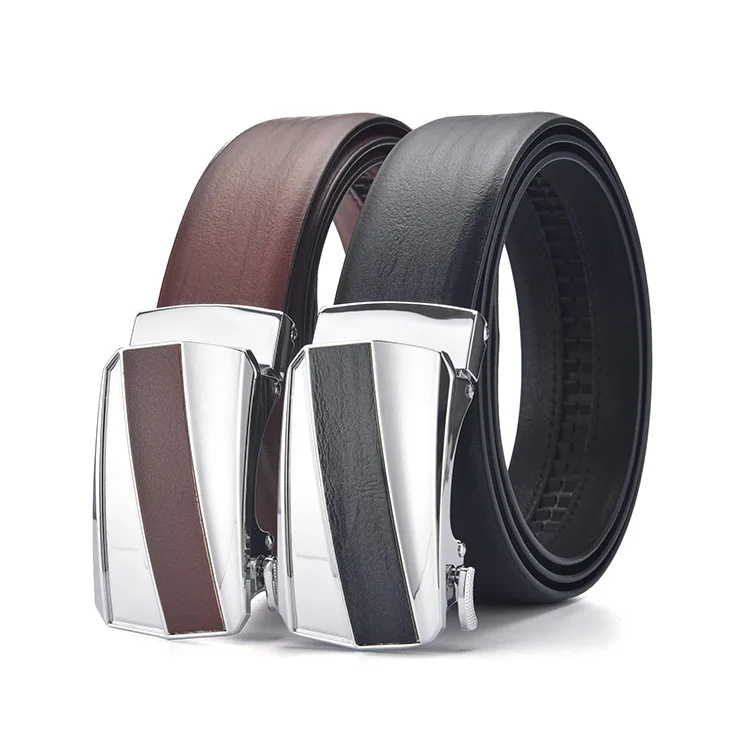 Mens belts genuine leather automatic buckle most popular high quality automatic ratchet belt buckle
