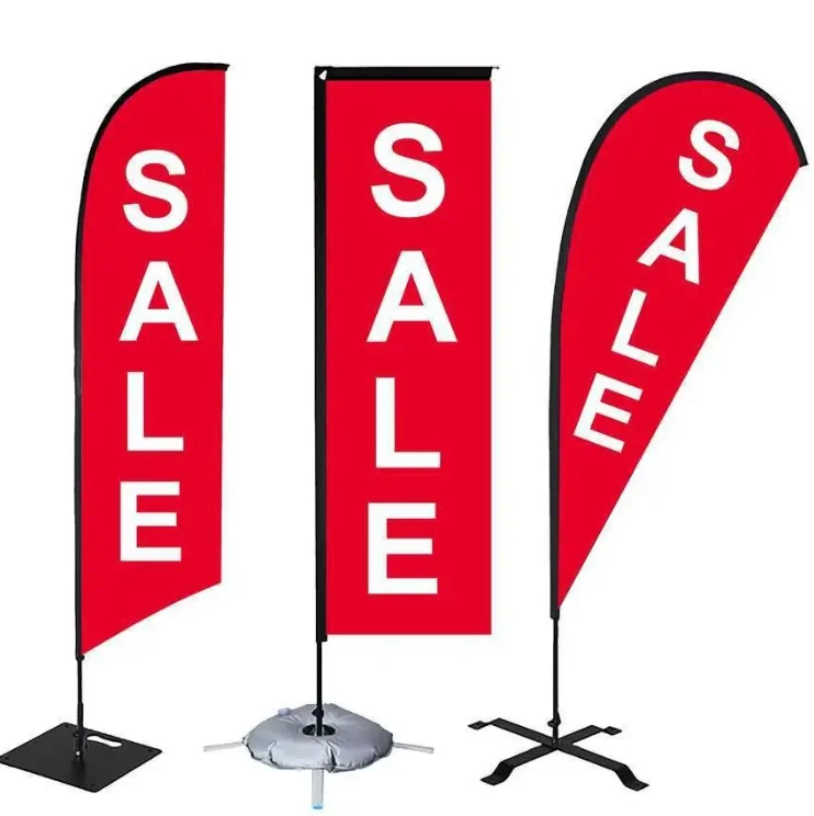 Beach Flag &Pole Base Feather Flags Banner Promotional Advertising Wind Custom Feather Knife Shape Outdoor Business Activity