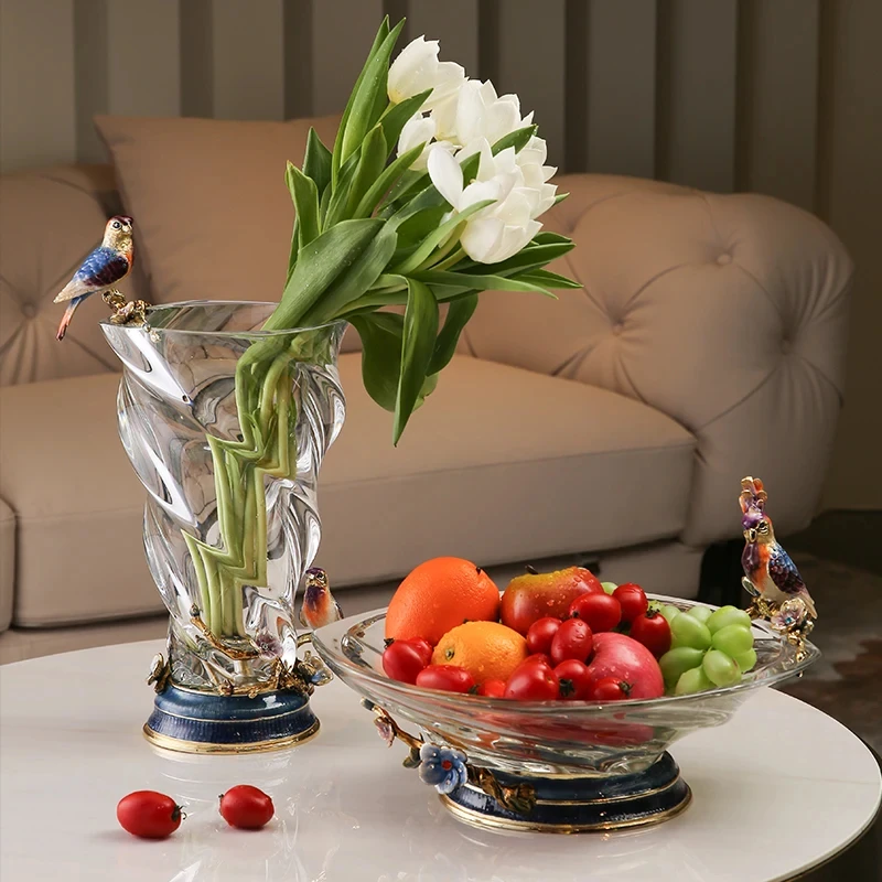 RORO Vases flower modern luxury home decorative Joy in blossoming series glass crystal fresh dry flower vase for home decoration