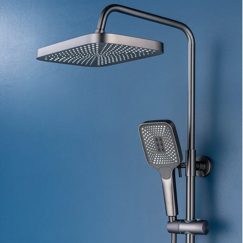 2024 wholesale piano key bathroom big rainfall black shower head column mixer faucet set of shower taps