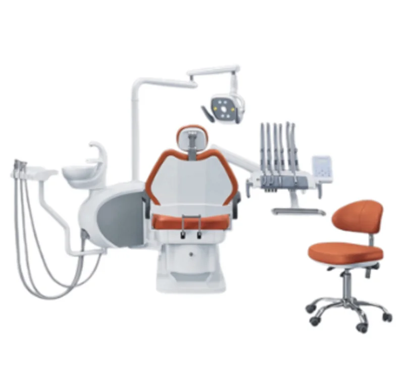 Удобный стоматологический стул из микрофибры MC17TM с верхним подносом для инструментов и двумя стоматологическими стульями