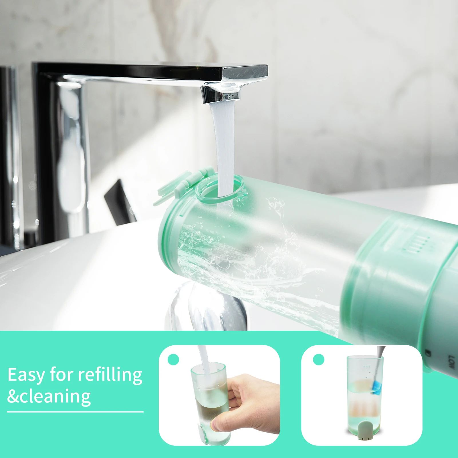 Portable Detachable Telescopic IPX7 Waterproof Rechargeable Electric Orthodontic Teeth Cleansing Dental Water