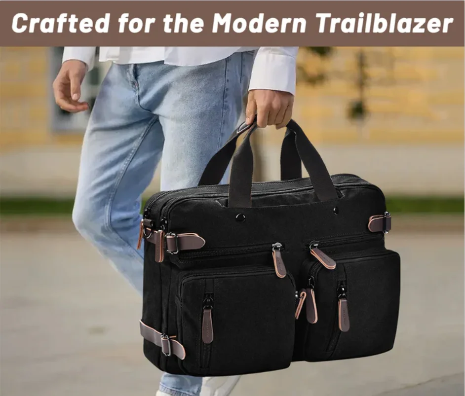 Customized Professional Travel Stylish Canvas 14 15.6 inch 3 in 1 Business Laptop Briefcase Computer Laptop Bag