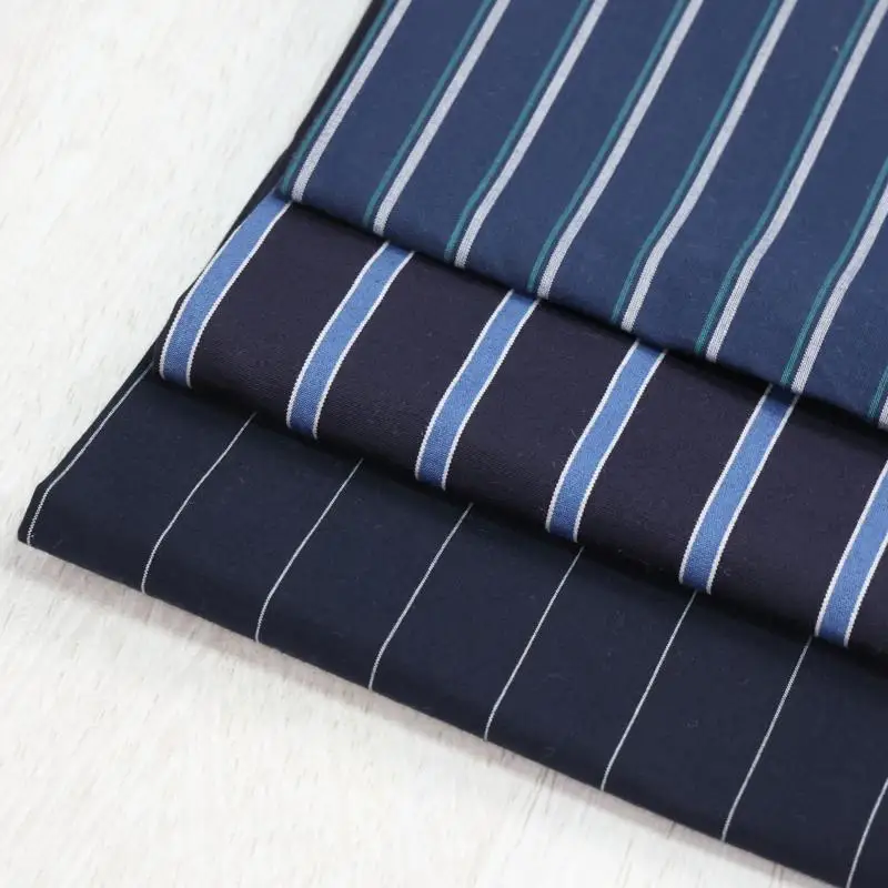 China Design Yarn Dyed Woven 50% Cotton 50% Tencel Twill Stripe Poplin Fabric for Shirting Women