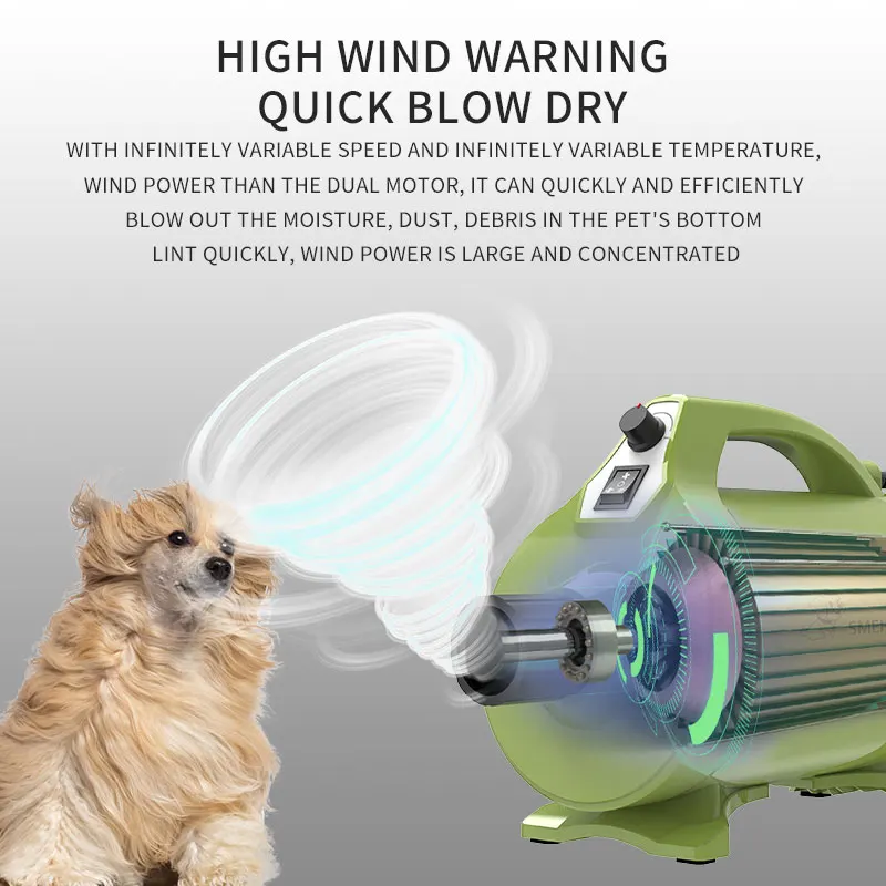 Wholesale high power mute Heating Adjustable Speed Nozzles Pet Dog Cat Hair Dryer Machine Grooming