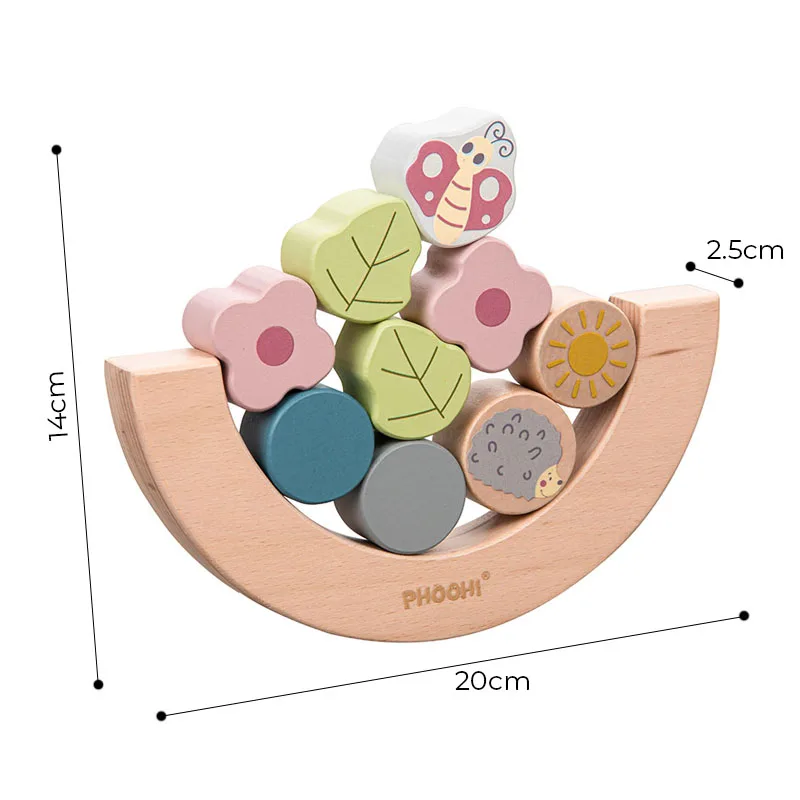 Children Early Educational Wooden Balance Toy Stacking Blocks Boat Game Wooden Moon Balance Toy Stacking Toys