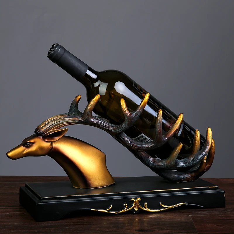Hot Sale Resin crafts animal style figurine polyresin deer statue wine rack for table decoration