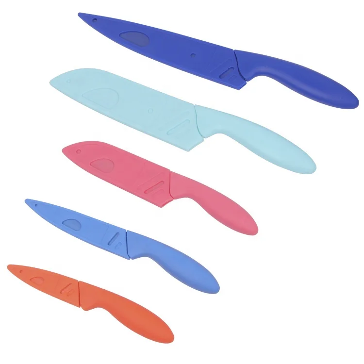 
10 pcs Color Cutlery Set PP handle 5 Inch Santoku 8 Inch Slicer With Blade Cover Dishwasher Safe 