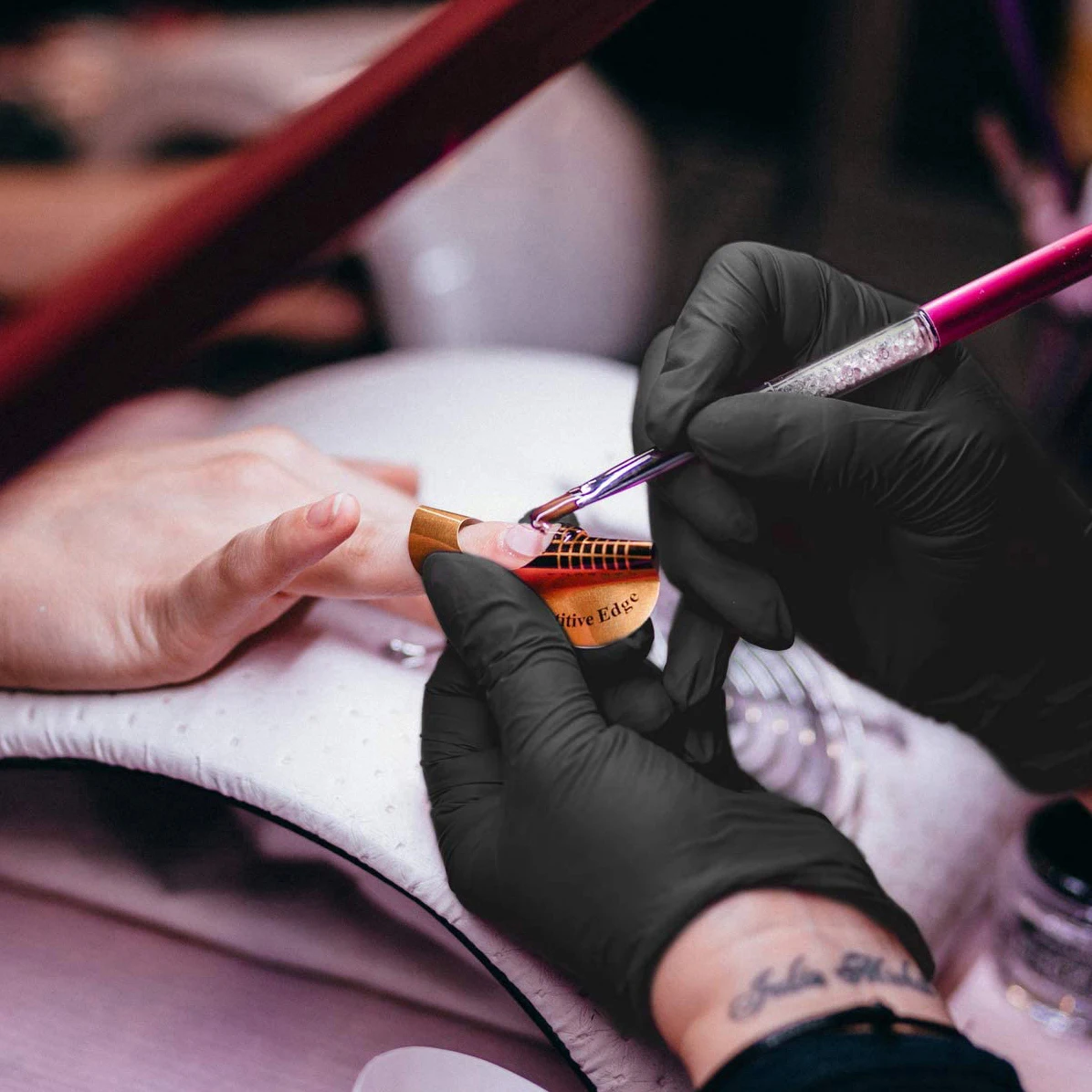 Wholesale Black Purple 4 5 6mil Disposable Mechanic Heavy Duty Powder Free Nitrile Rubber And Latex Sandy Safety Gloves