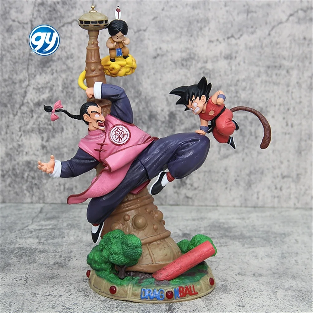 28cm  Seven Dragoned a Ball Peach White vs Wukong Moke Wusi Immortal Tower Scene Handmade Decoration Model Gift