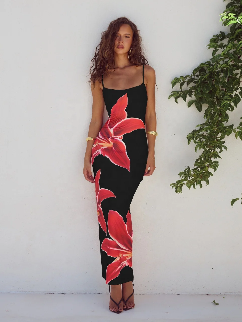 King Mcgreen star Fashion halter sleeveless dress sexy print maxi dresses for women