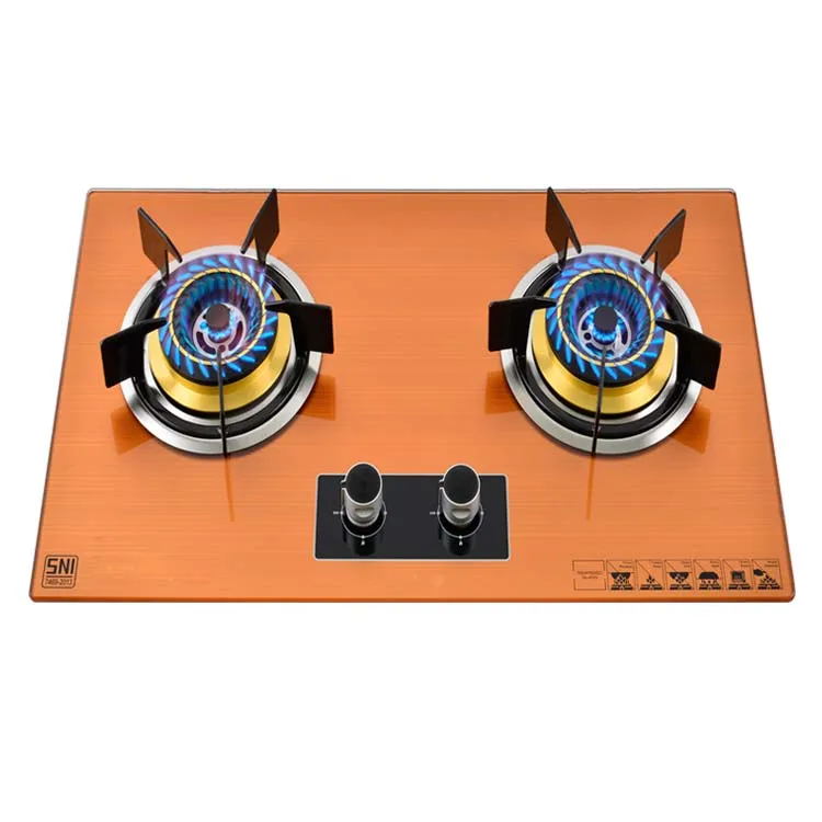 Factory direct selling high quality 2 burner tempered glass stove gas cooktop