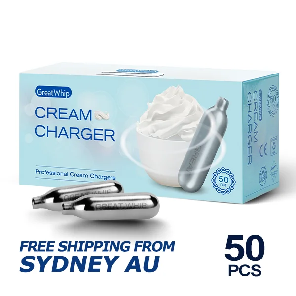 50 Pcs/Pack GreatWhip Whipped Cream Charger N2O Nitrous Cartridges Chargers 8 Gram Fast Free Shipping from Sydney Australia