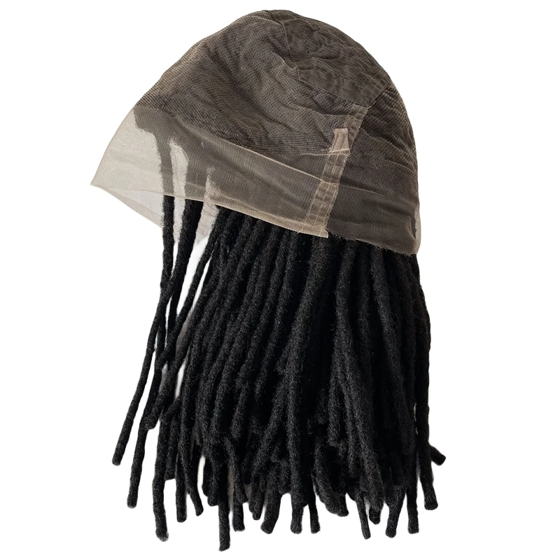 14 inches Indian Virgin Human Hair Black Color 180% Density Dreadlocks Full Lace Wig for Black Woman