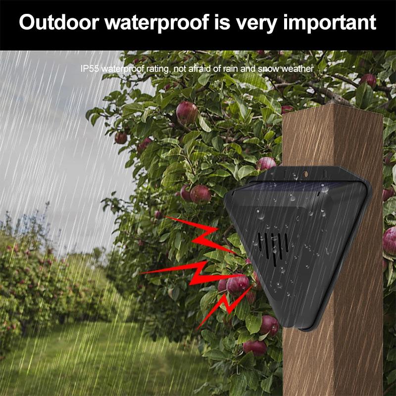 Factory Hot Sale Solar Bird Eepeller Timed Sound And Light Alarm Orchard Fish Pond Field Bird Pigeon Animal Repeller