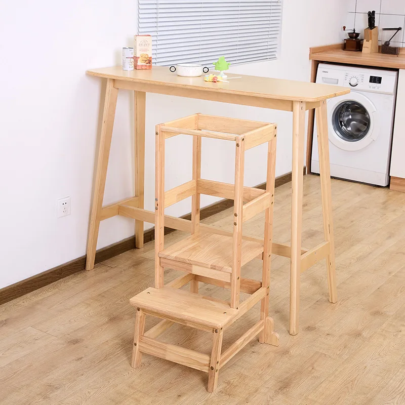 Non-slip baby kitchen hand-washing bamboo platform step pad foot height children step stool children learning tower