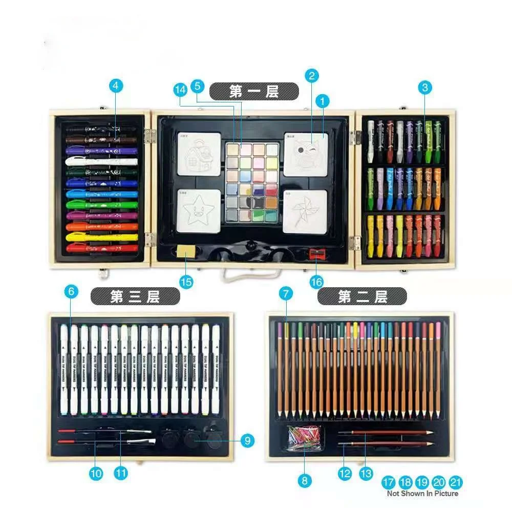 New Design Best Selling Art Products Waterproof Drawing Tool 3 Tiers Watercolor Painting Gift Set For Kids School Arts Supplies