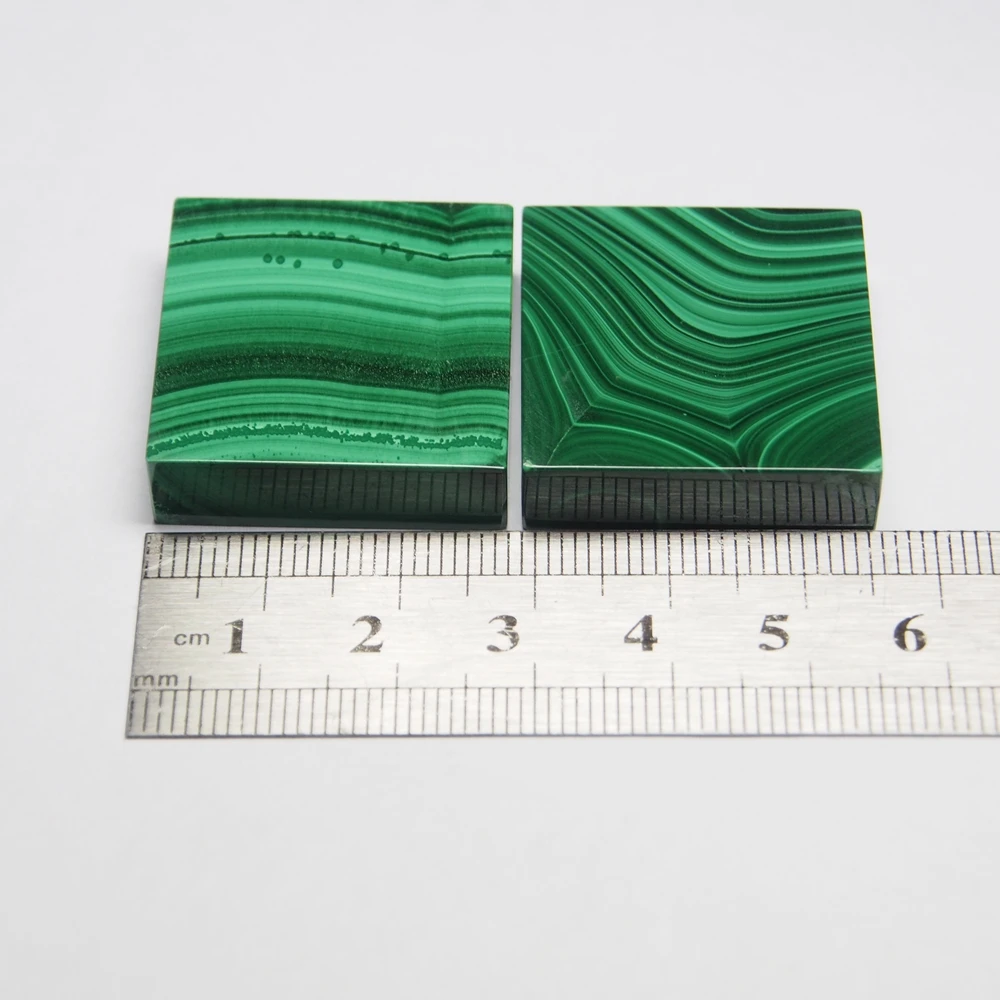 
30x30x5 Square shape Natural Green gemstone loose malachite sheet double flat art decoration on sale 