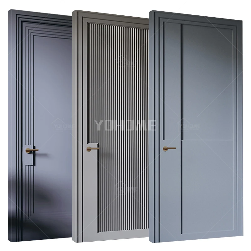 China top quality wooden room door manufacturer custom grey bedroom door decoration modern interior wood doors