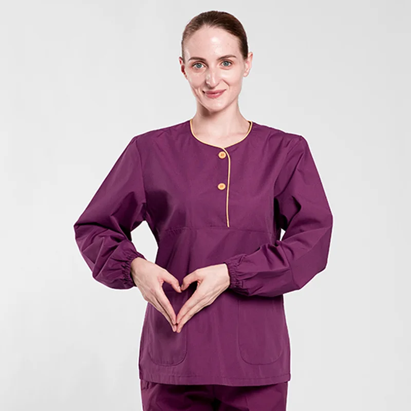 Unisex Hospital Clinic Clothing Customized Logo Uniform Sets Green Scrubs Elastic Breathable Cotton Polyester