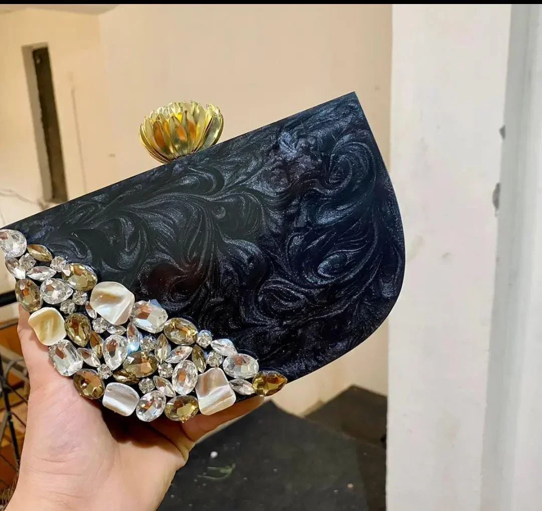 Best Quality Rosy Pink Resin Clutch Bag for Lady Fashion Party Bag Women Purse for Worldwide Export