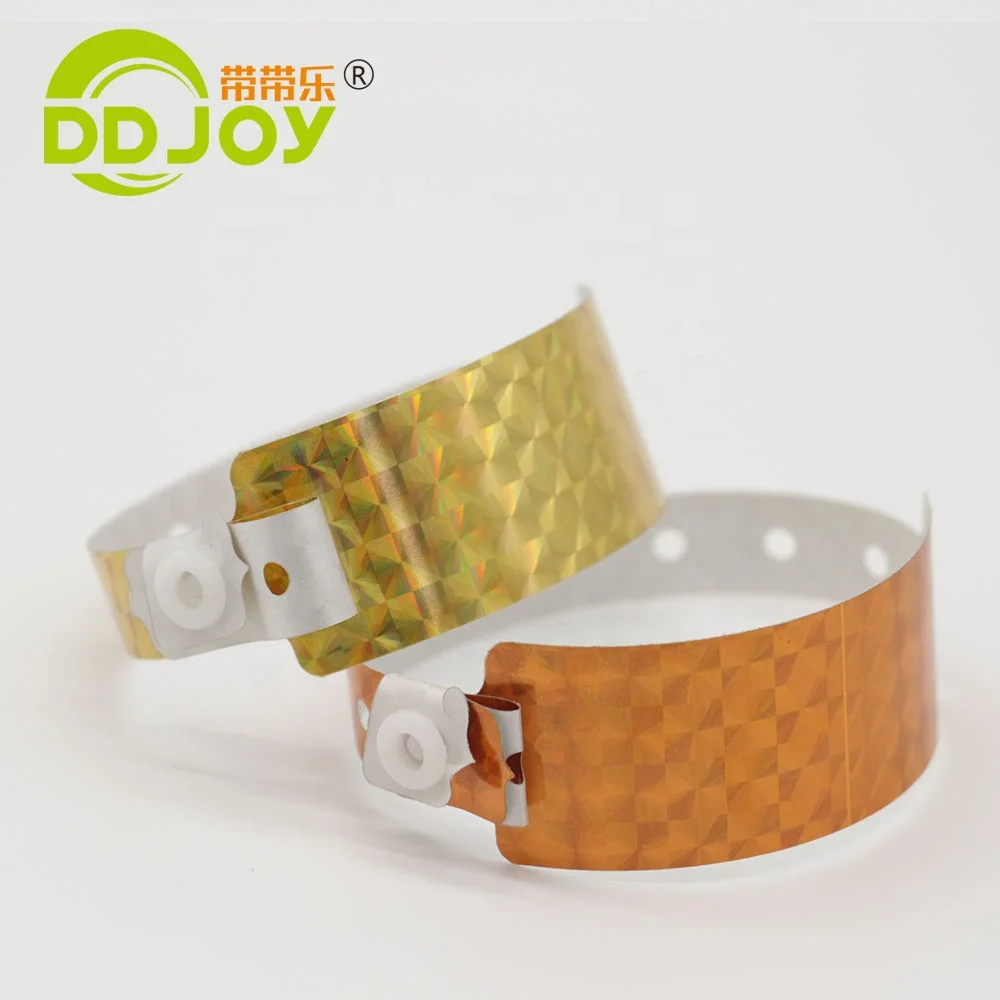 Custom Disposable Holographic Wristband Glitter Effect Cheap Custom Logo Printed Festivals Weddings Christmas Events Promotions